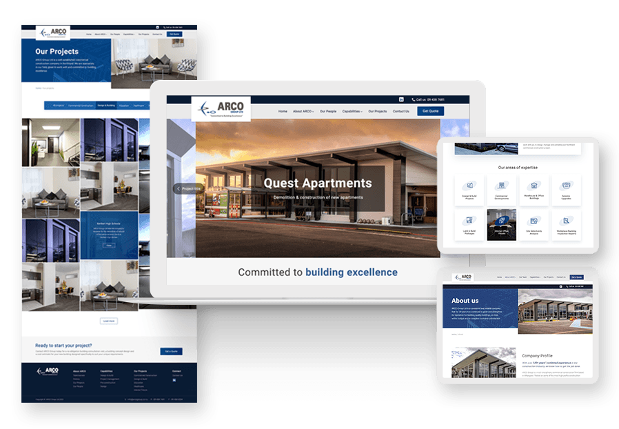 Opaninsights created the website for construction company ARCO to present their services